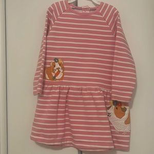 Mini Boden Pink Breton Sweatshirt Dress Size 2-3Y
